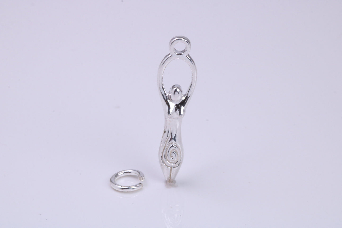 Spiral Goddess Charm, Traditional Charm, Made from Solid 925 Grade Sterling Silver, Complete with Attachment Link