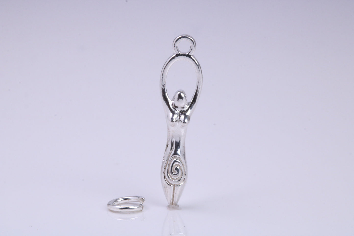 Spiral Goddess Charm, Traditional Charm, Made from Solid 925 Grade Sterling Silver, Complete with Attachment Link