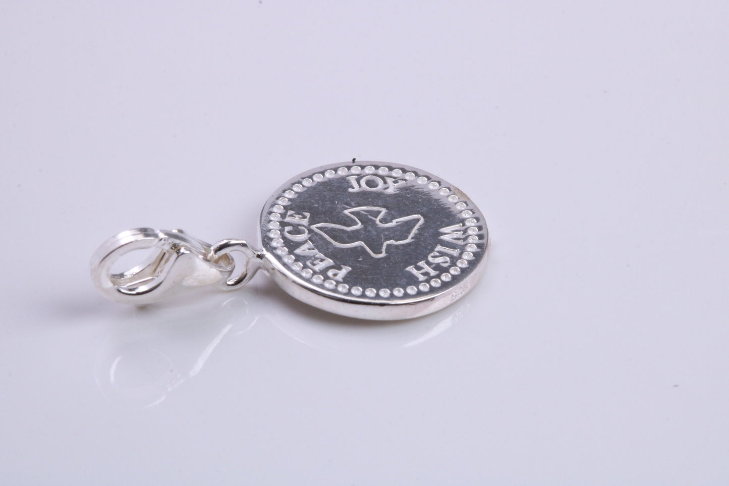 Peace, Joy and Wish Charm, Traditional Charm, Made from Solid 925 Grade Sterling Silver, Complete with Attachment Link