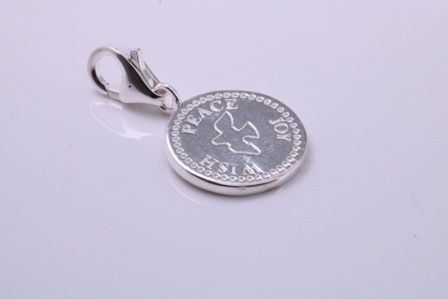 Peace, Joy and Wish Charm, Traditional Charm, Made from Solid 925 Grade Sterling Silver, Complete with Attachment Link