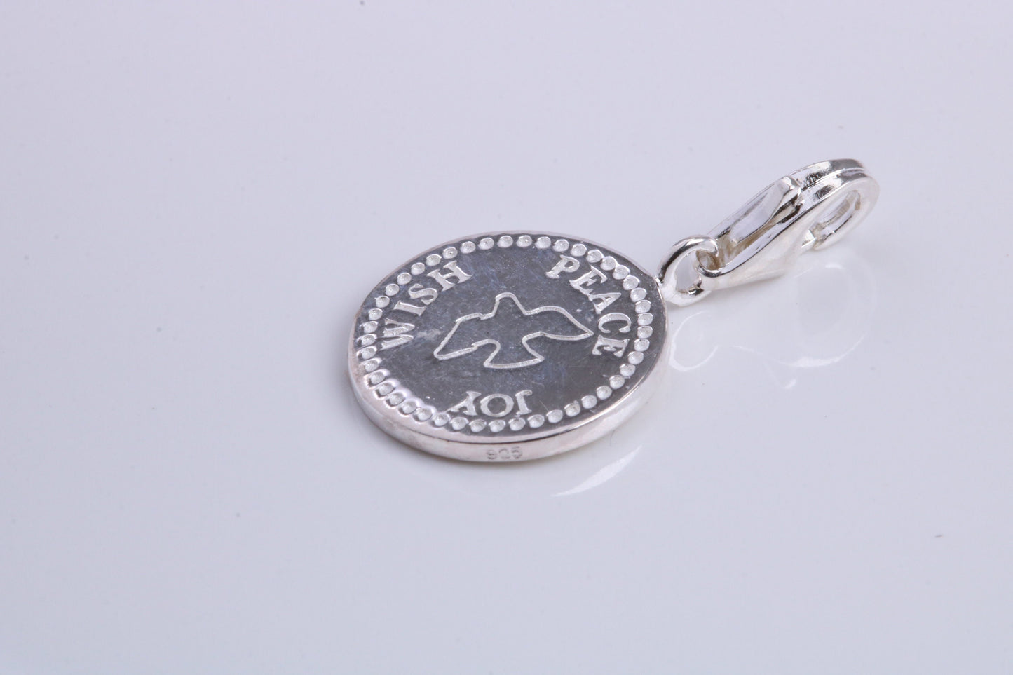 Peace, Joy and Wish Charm, Traditional Charm, Made from Solid 925 Grade Sterling Silver, Complete with Attachment Link