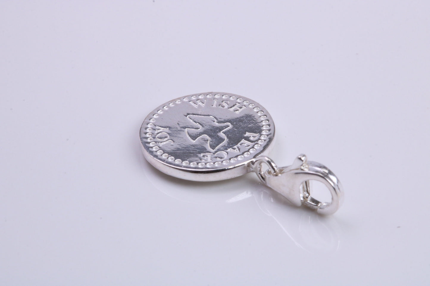 Peace, Joy and Wish Charm, Traditional Charm, Made from Solid 925 Grade Sterling Silver, Complete with Attachment Link