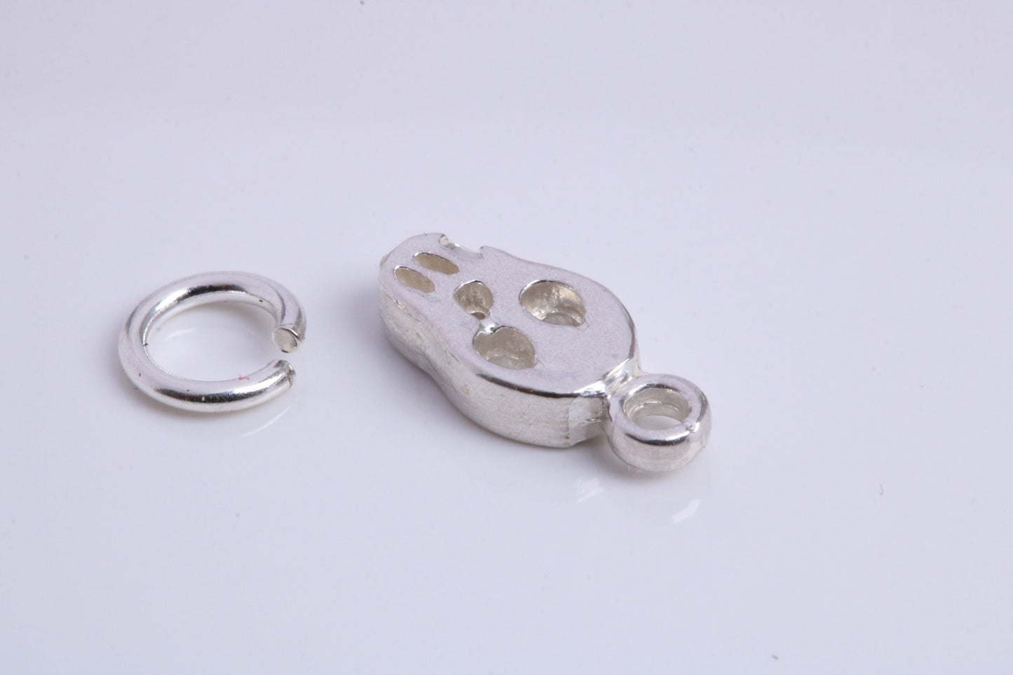 Skull Charm, Traditional Charm, Made from Solid 925 Grade Sterling Silver, Complete with Attachment Link