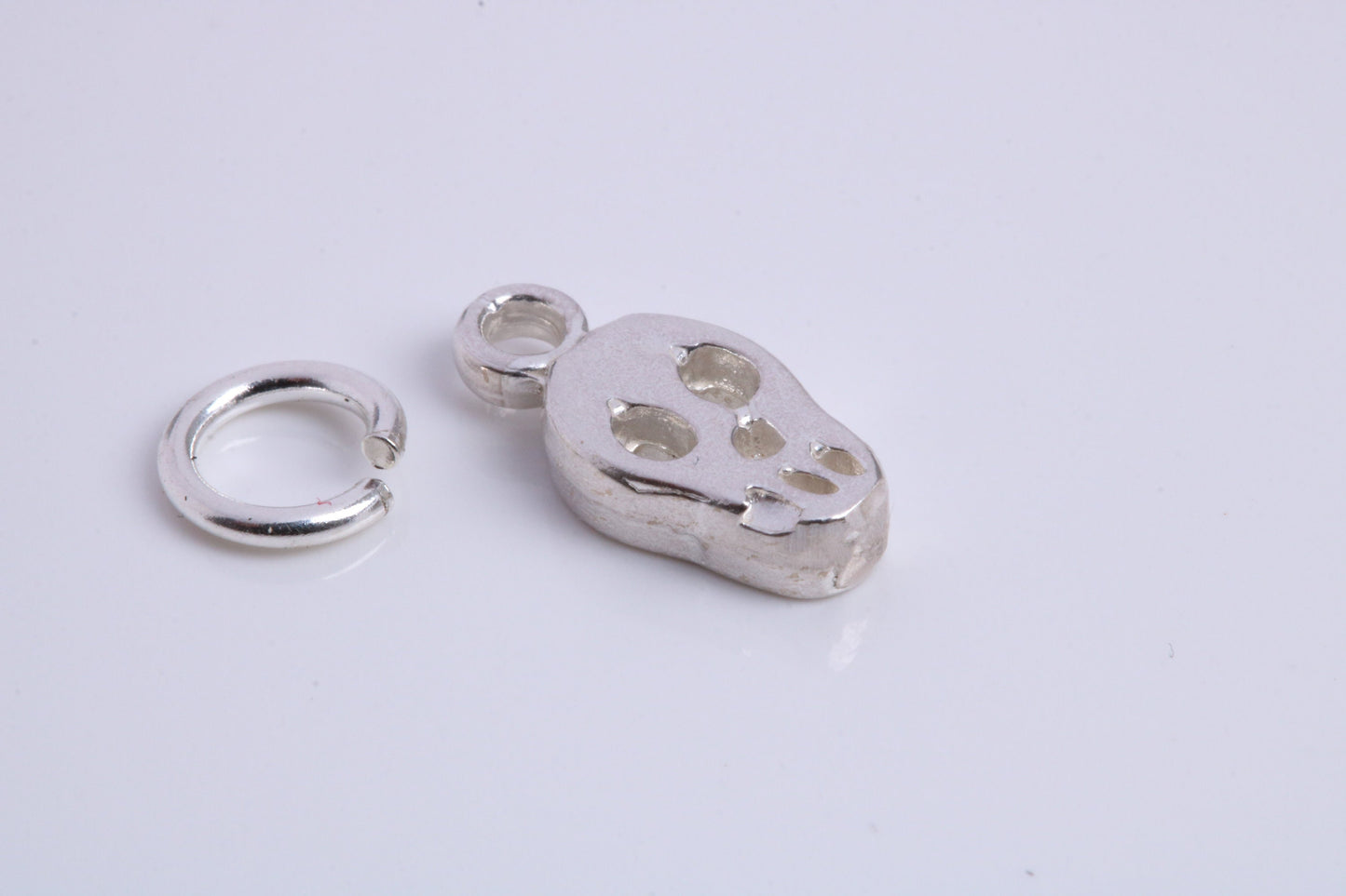 Skull Charm, Traditional Charm, Made from Solid 925 Grade Sterling Silver, Complete with Attachment Link
