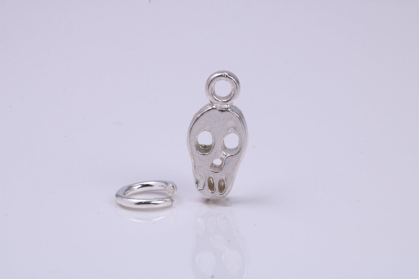 Skull Charm, Traditional Charm, Made from Solid 925 Grade Sterling Silver, Complete with Attachment Link