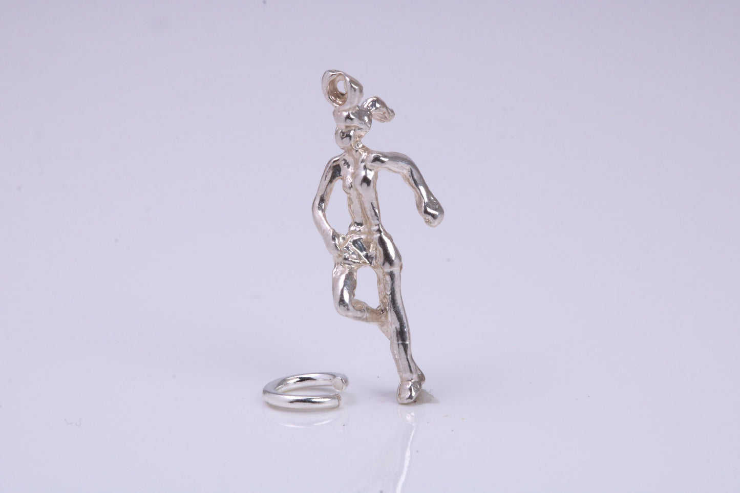Girl Jogging Charm, Traditional Charm, Made from Solid 925 Grade Sterling Silver, Complete with Attachment Link