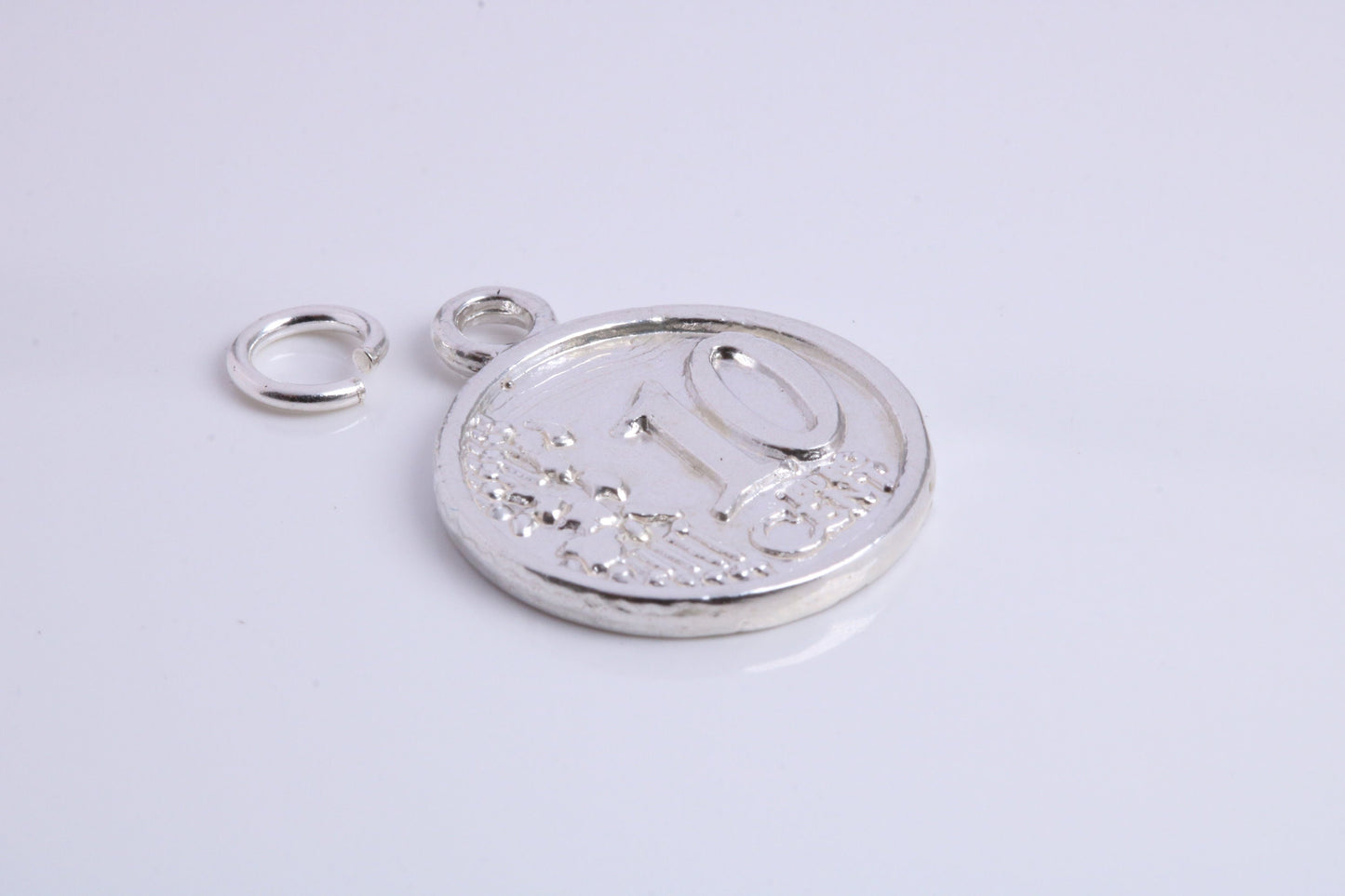 10 Cents Charm, Traditional Charm, Made from Solid 925 Grade Sterling Silver, Complete with Attachment Link