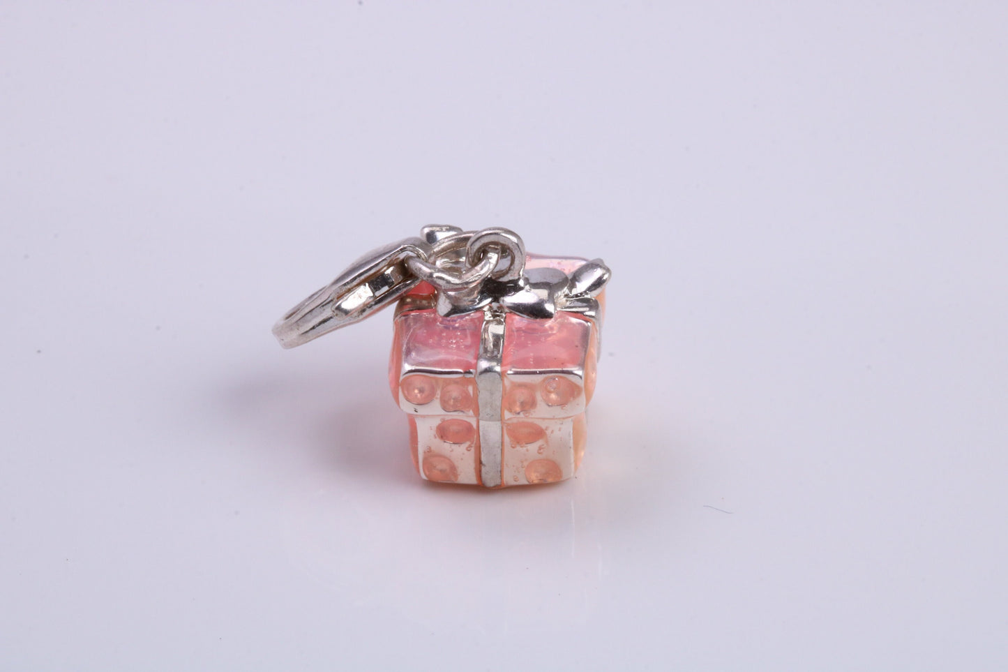 Gift Box Charm, Traditional Charm, Made from Solid 925 Grade Sterling Silver, Complete with Attachment Link