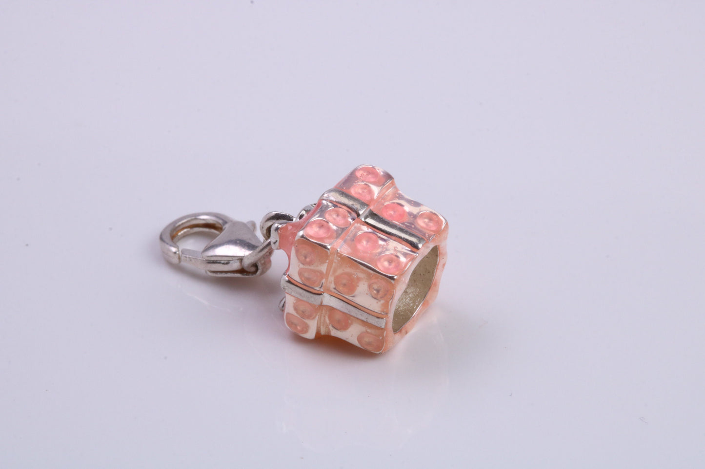 Gift Box Charm, Traditional Charm, Made from Solid 925 Grade Sterling Silver, Complete with Attachment Link