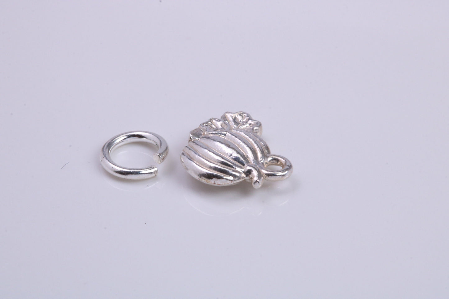 Pumpkin Charm, Traditional Charm, Made from Solid 925 Grade Sterling Silver, Complete with Attachment Link