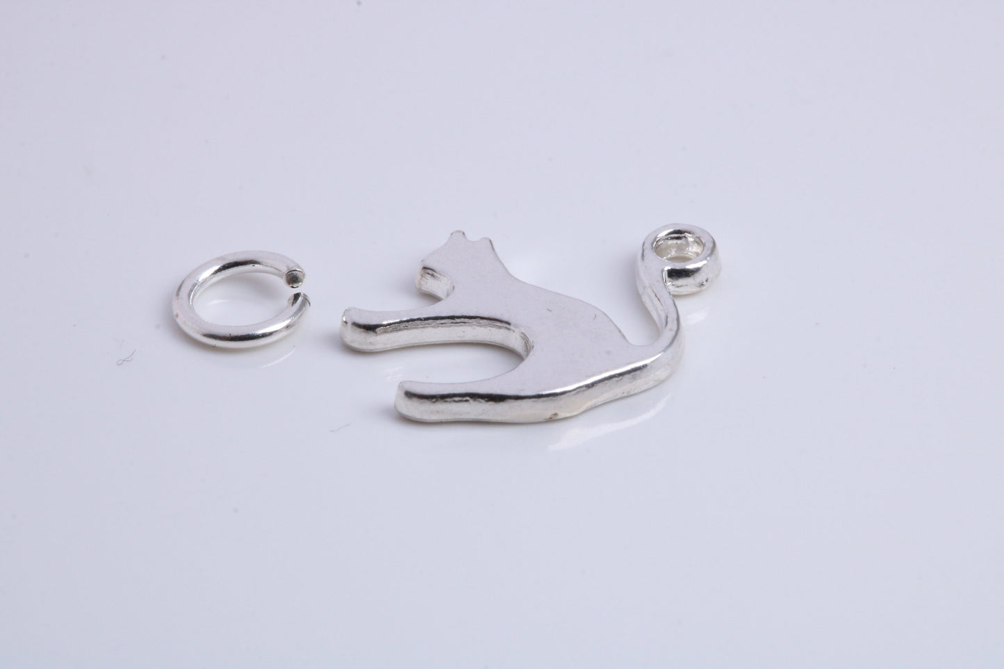 Cat Charm, Traditional Charm, Made from Solid 925 Grade Sterling Silver, Complete with Attachment Link