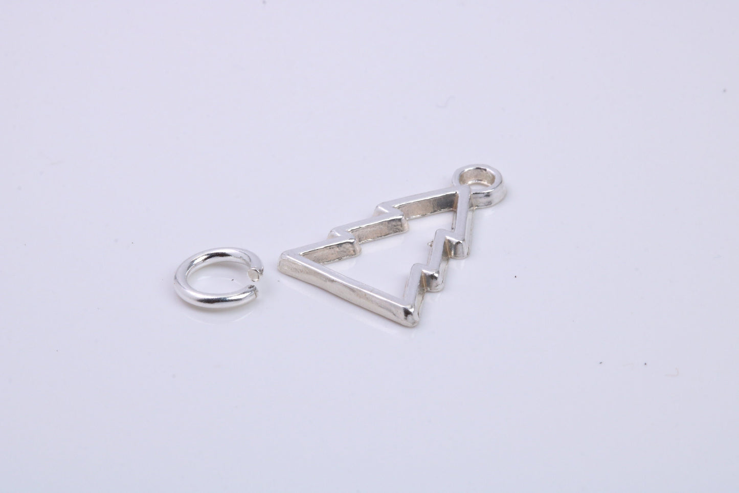 Christmas Tree Charm, Traditional Charm, Made from Solid 925 Grade Sterling Silver, Complete with Attachment Link