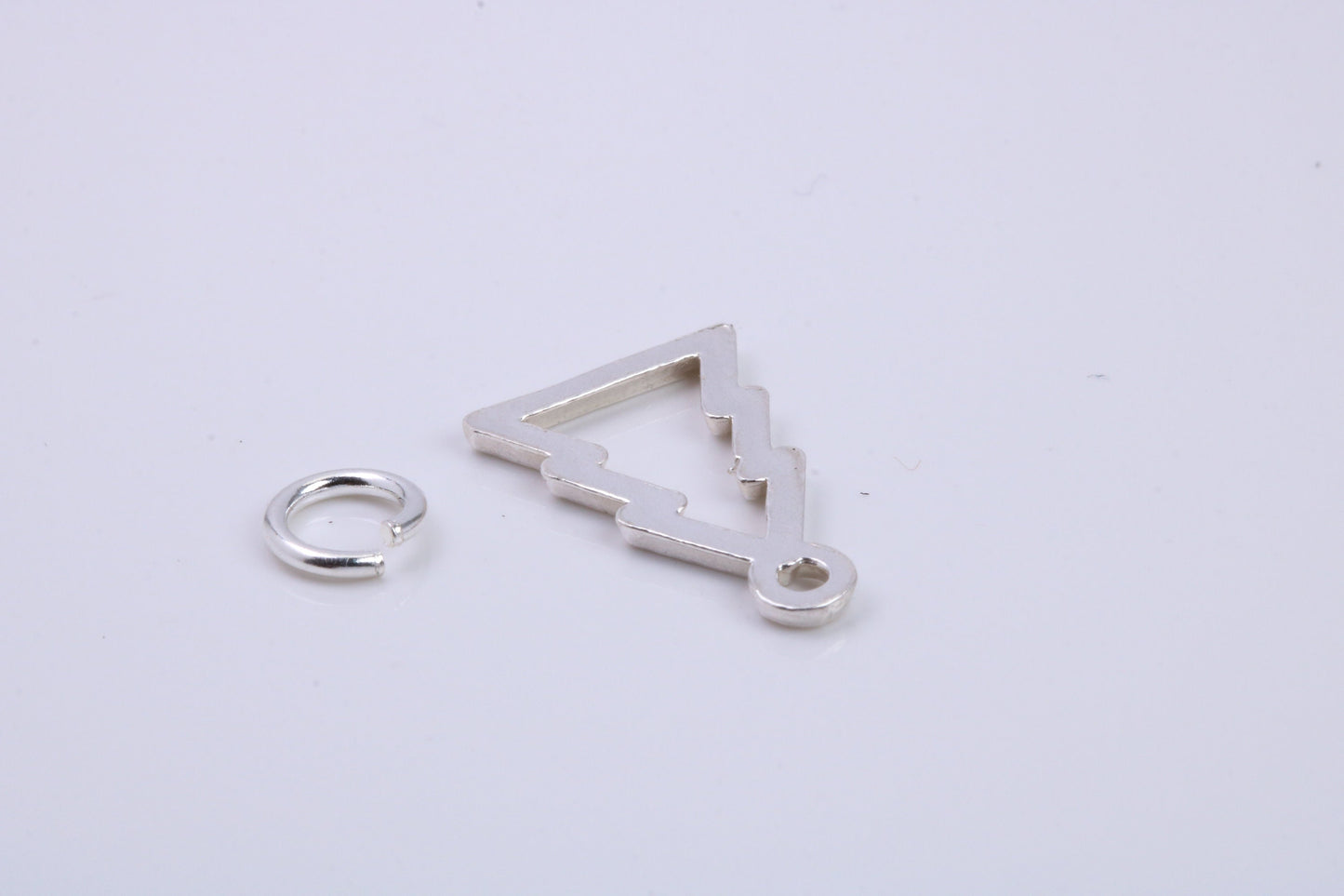 Christmas Tree Charm, Traditional Charm, Made from Solid 925 Grade Sterling Silver, Complete with Attachment Link