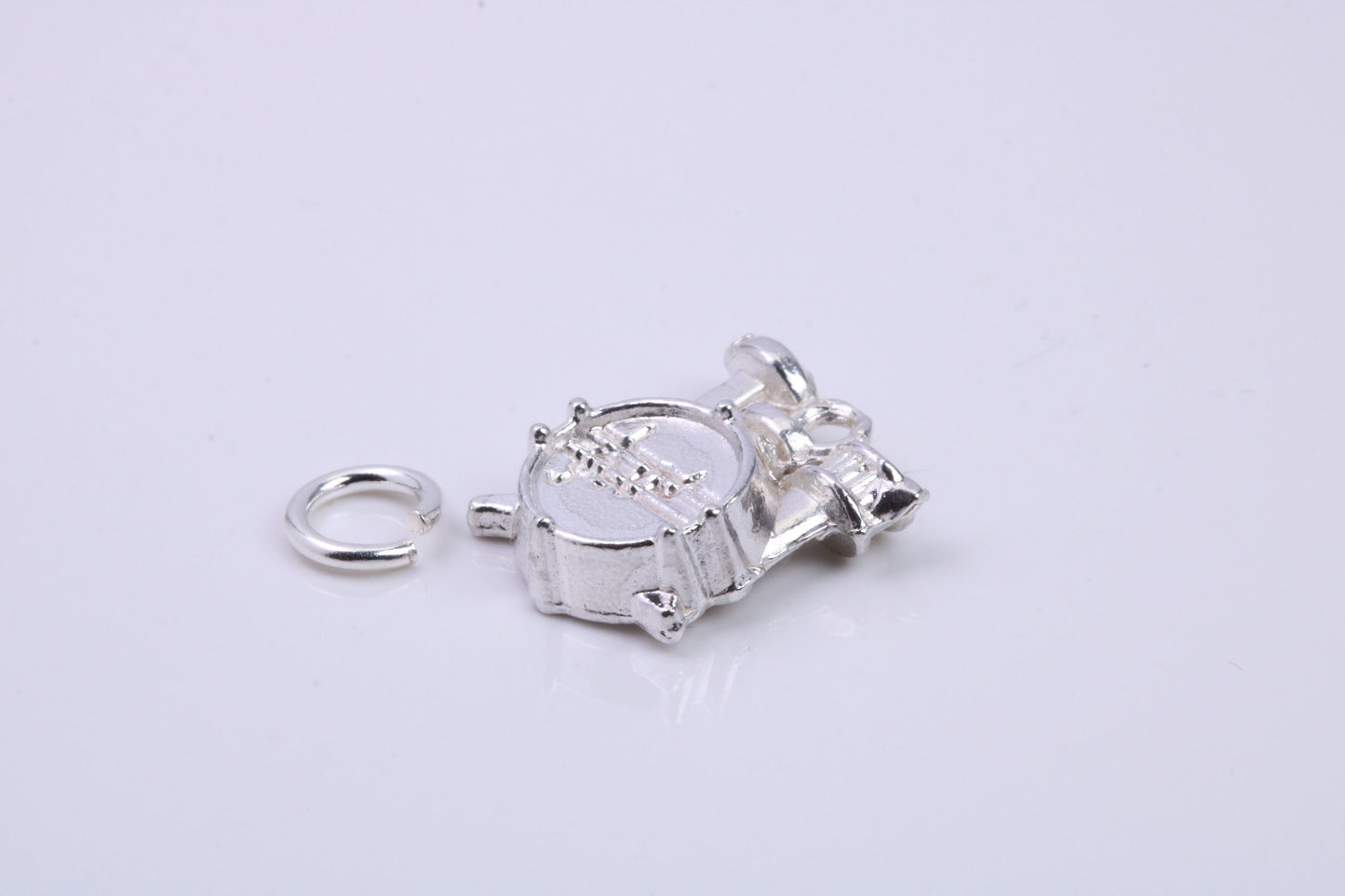 Drum Set Charm, Traditional Charm, Made from Solid 925 Grade Sterling Silver, Complete with Attachment Link