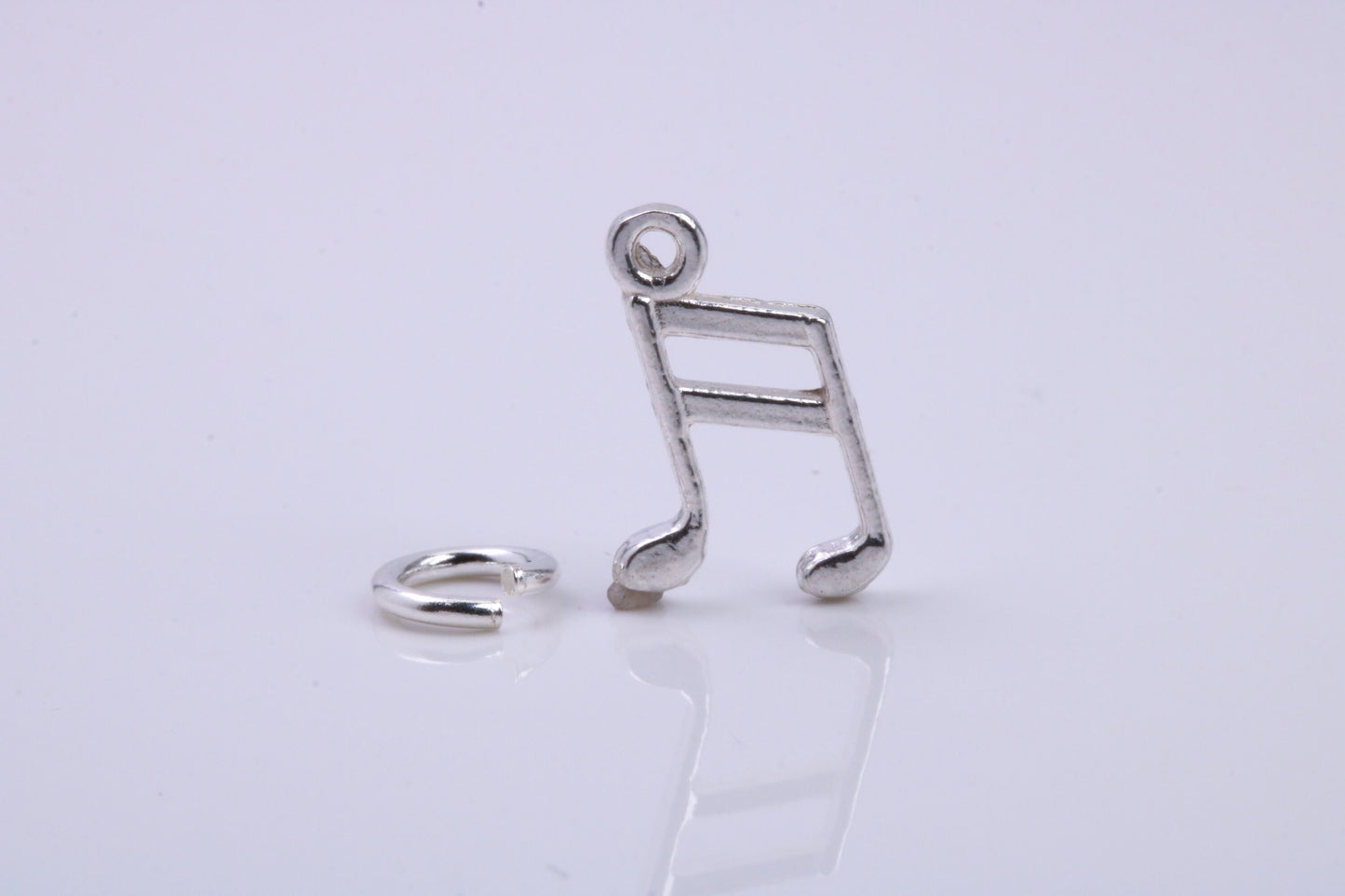 Musical Beam Note Charm, Traditional Charm, Made from Solid 925 Grade Sterling Silver, Complete with Attachment Link