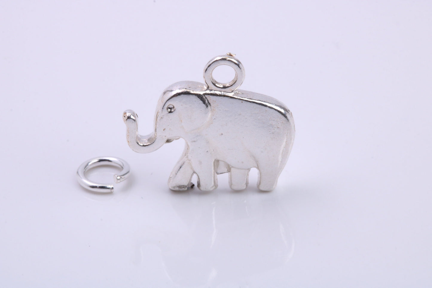 African Elephant Charm, Traditional Charm, Made from Solid 925 Grade Sterling Silver, Complete with Attachment Link