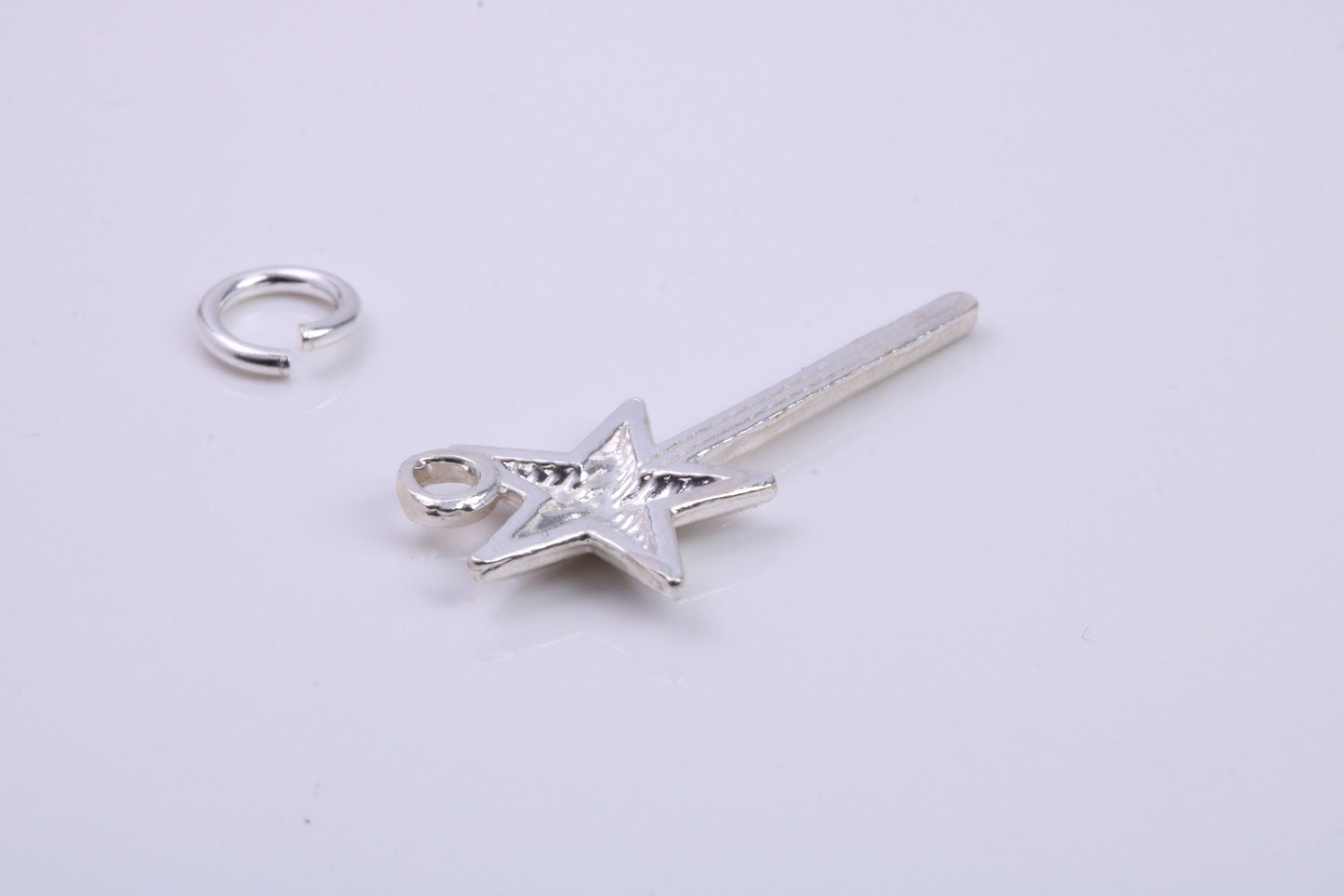 Princess Magic Wand Charm, Traditional Charm, Made from Solid 925 Grade Sterling Silver, Complete with Attachment Link