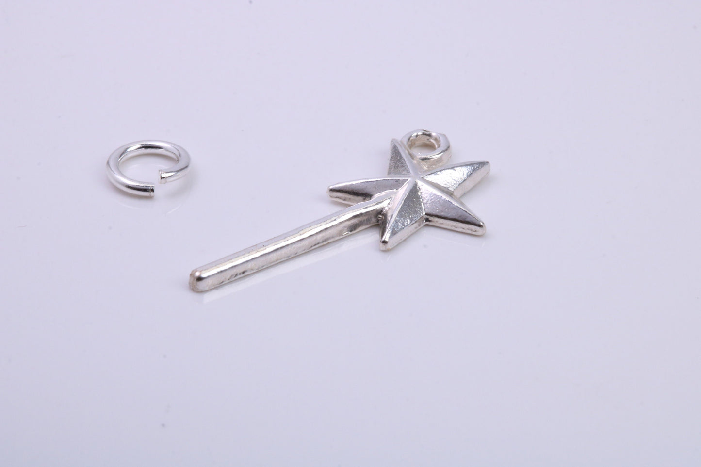 Princess Magic Wand Charm, Traditional Charm, Made from Solid 925 Grade Sterling Silver, Complete with Attachment Link
