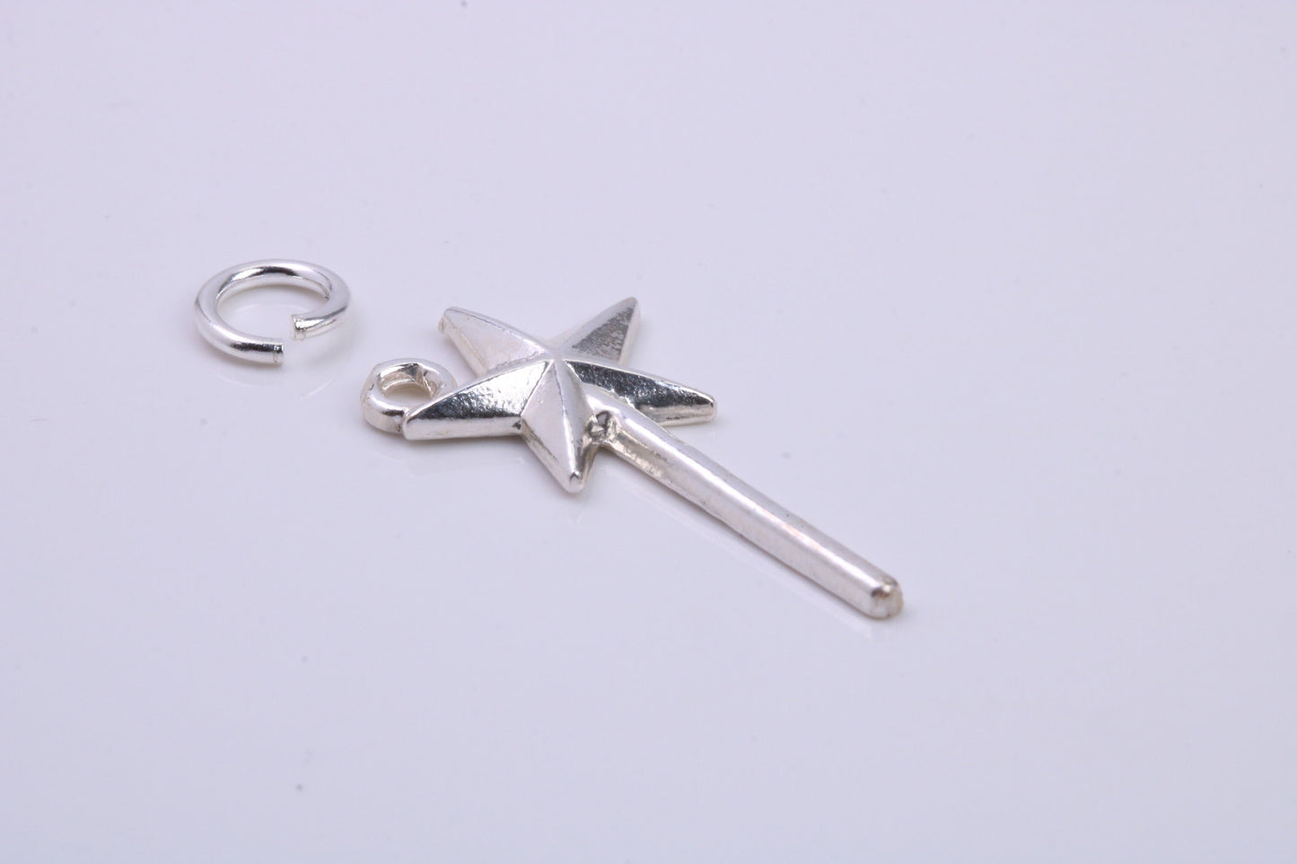 Princess Magic Wand Charm, Traditional Charm, Made from Solid 925 Grade Sterling Silver, Complete with Attachment Link