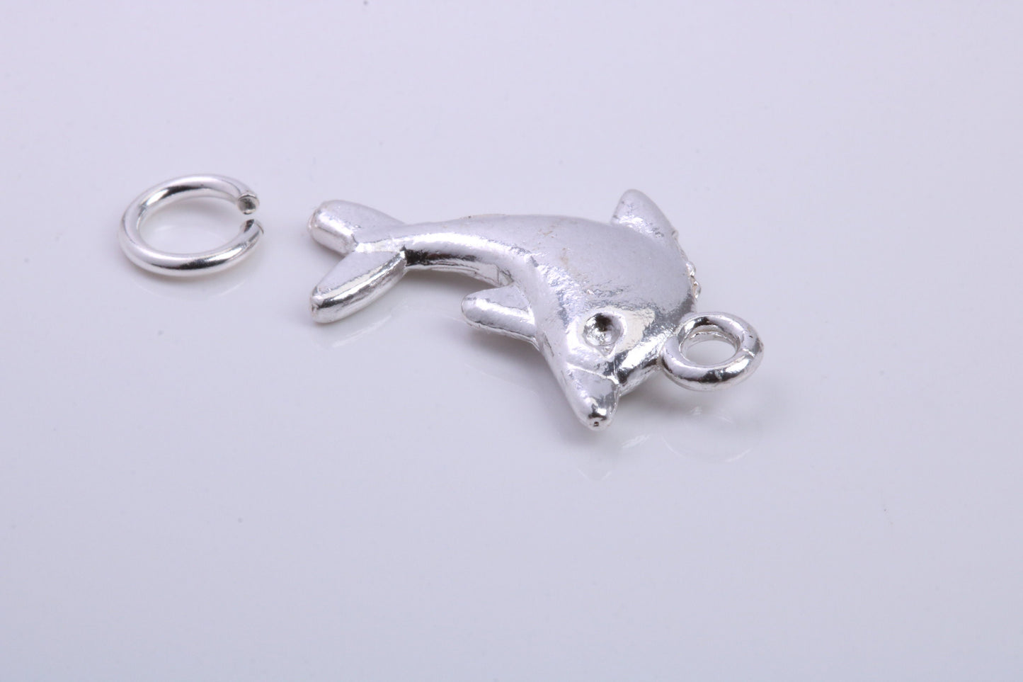 Dolphin Charm, Traditional Charm, Made from Solid 925 Grade Sterling Silver, Complete with Attachment Link