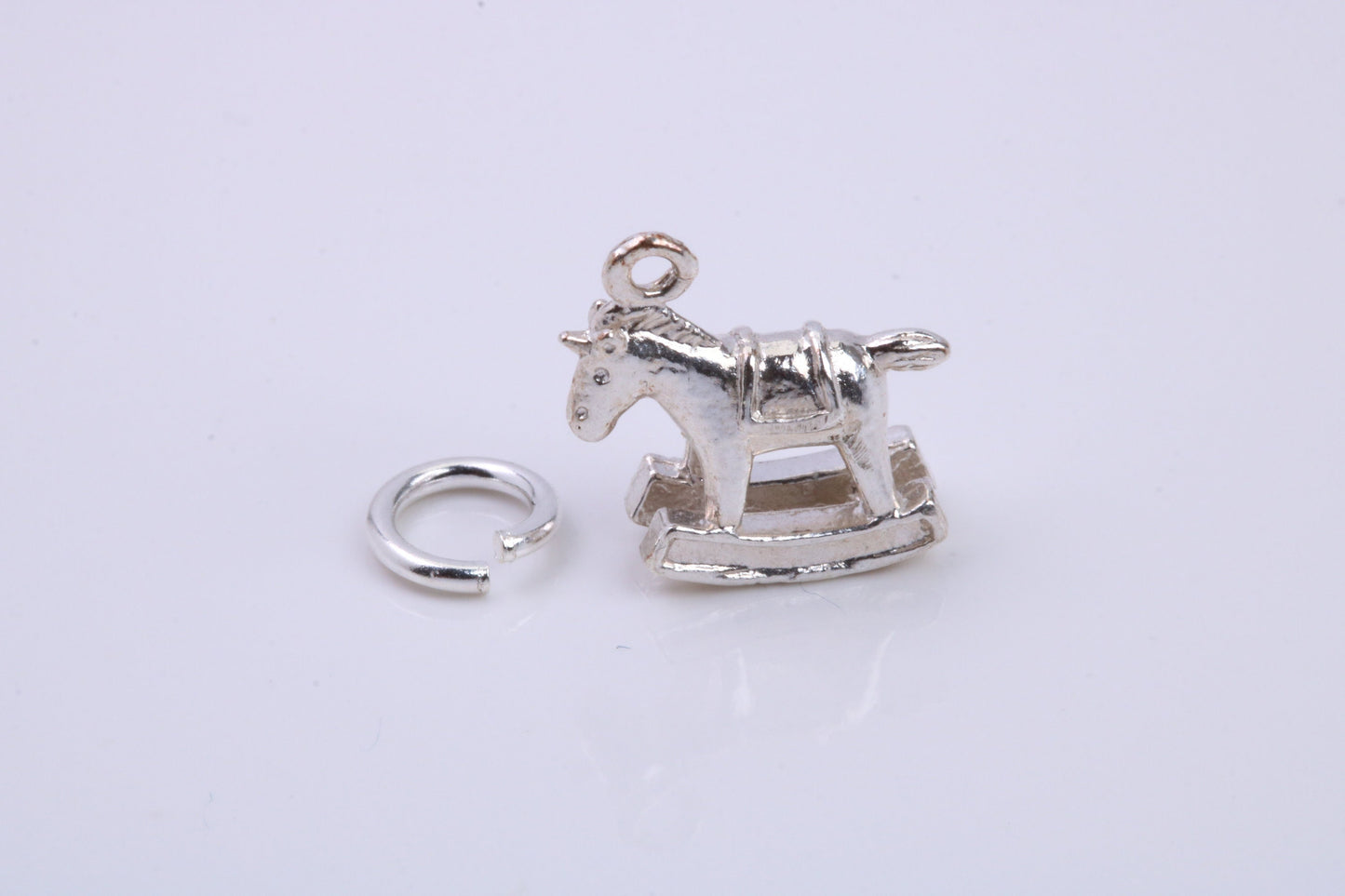 Rocking Horse Charm, Traditional Charm, Made from Solid 925 Grade Sterling Silver, Complete with Attachment Link
