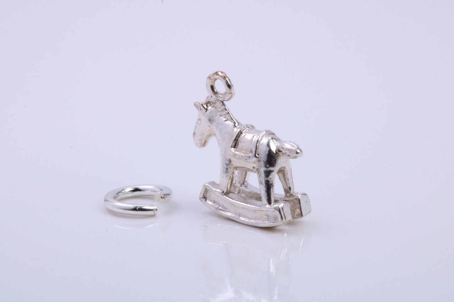 Rocking Horse Charm, Traditional Charm, Made from Solid 925 Grade Sterling Silver, Complete with Attachment Link
