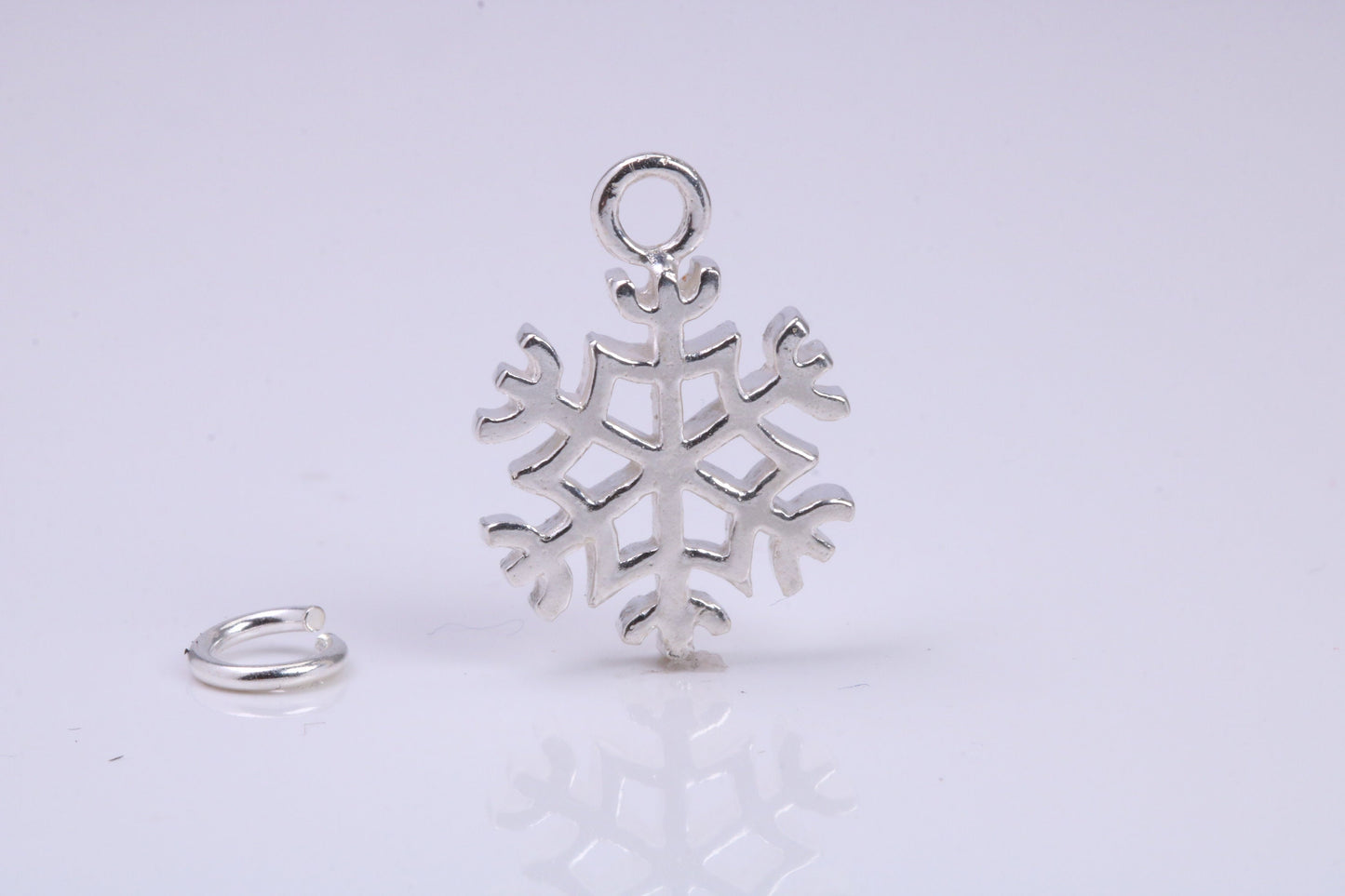 Snow Flake Charm, Traditional Charm, Made from Solid 925 Grade Sterling Silver, Complete with Attachment Link