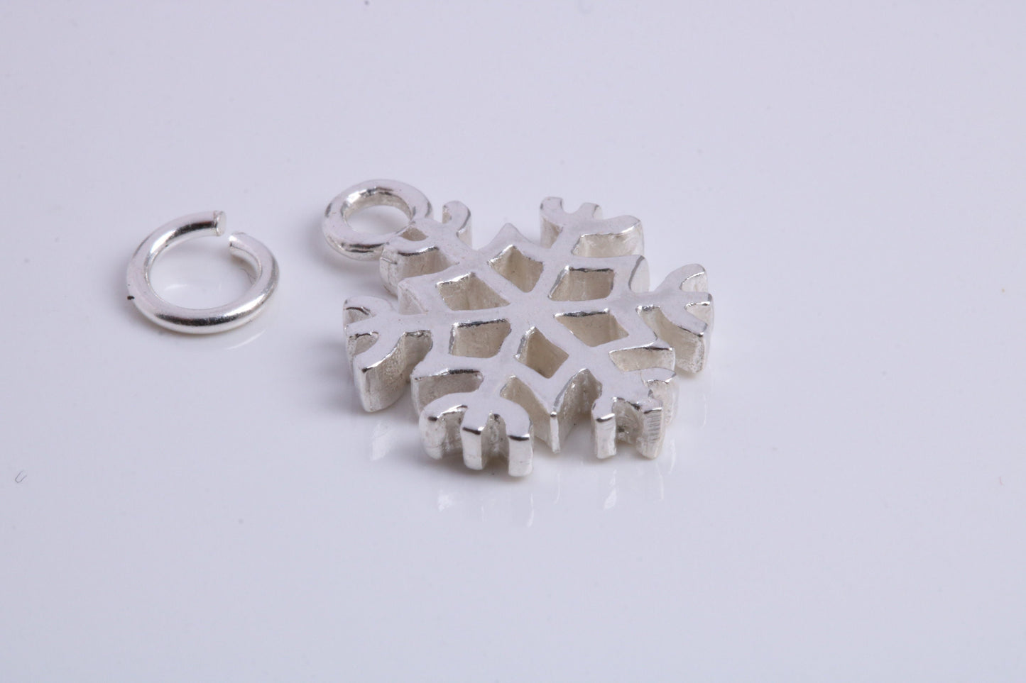 Snow Flake Charm, Traditional Charm, Made from Solid 925 Grade Sterling Silver, Complete with Attachment Link