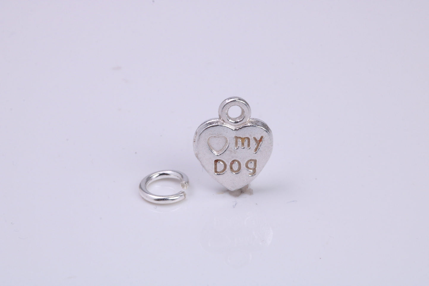 Love My Dog Charm, Traditional Charm, Made from Solid 925 Grade Sterling Silver, Complete with Attachment Link