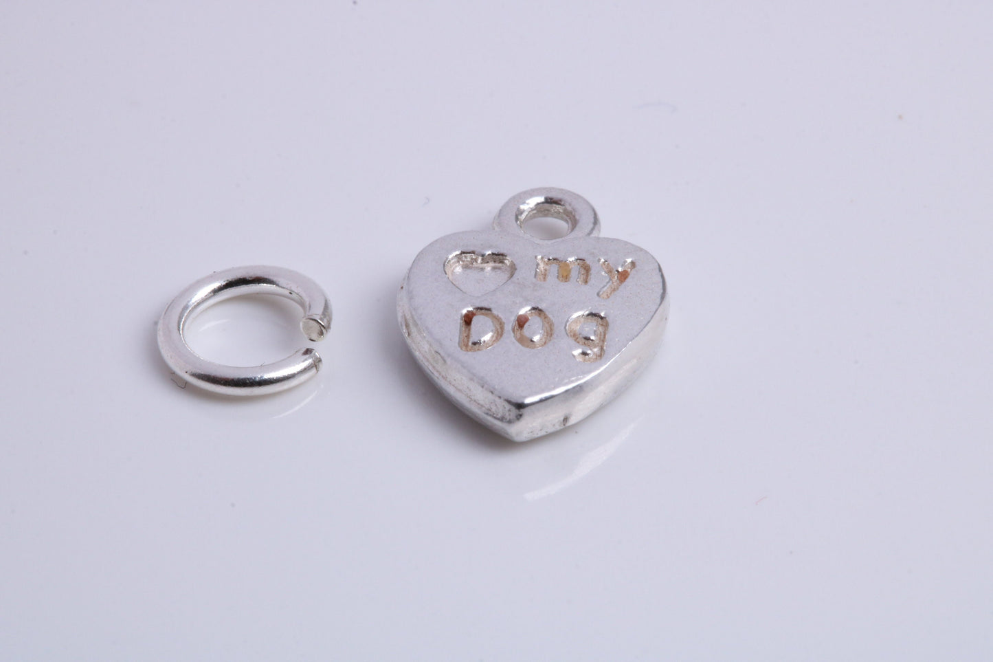 Love My Dog Charm, Traditional Charm, Made from Solid 925 Grade Sterling Silver, Complete with Attachment Link