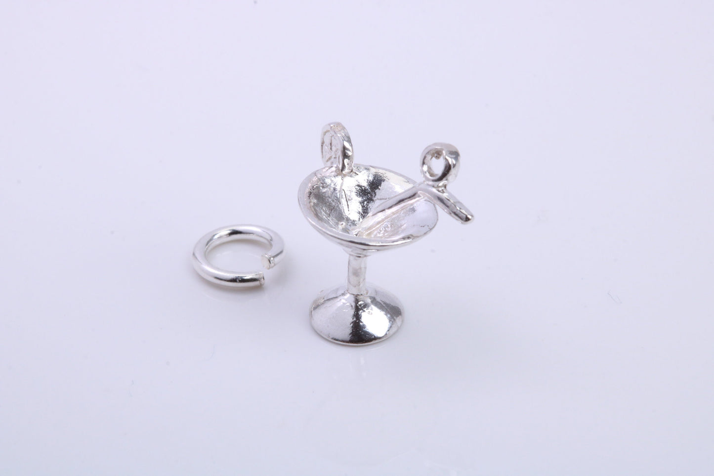 Cocktail Glass Charm, Traditional Charm, Made from Solid 925 Grade Sterling Silver, Complete with Attachment Link
