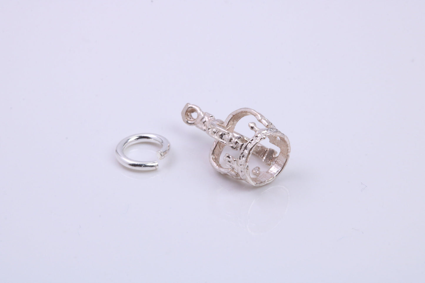 Royal Crown Charm, Traditional Charm, Made from Solid 925 Grade Sterling Silver, Complete with Attachment Link