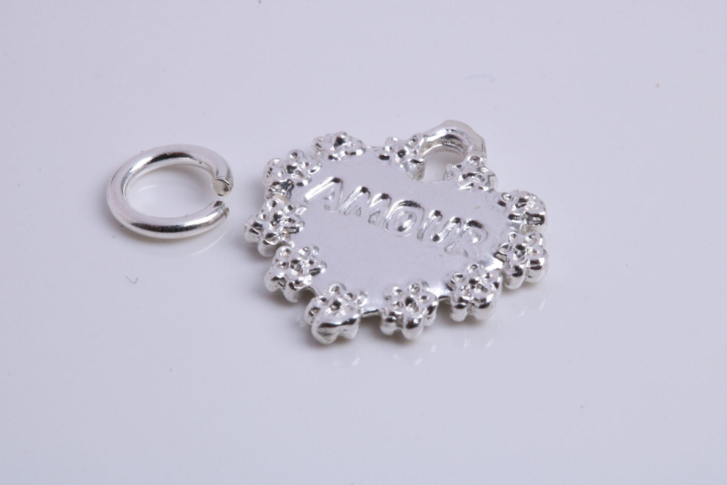 Love Amour Charm, Traditional Charm, Made from Solid 925 Grade Sterling Silver, Complete with Attachment Link
