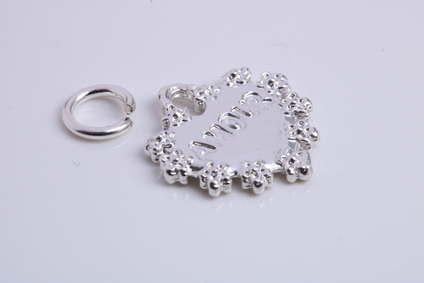 Love Amour Charm, Traditional Charm, Made from Solid 925 Grade Sterling Silver, Complete with Attachment Link