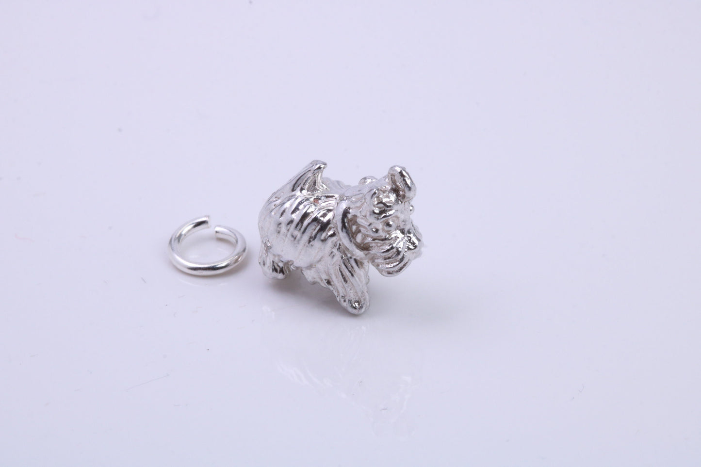 Scottish Terrier Dog Charm, Traditional Charm, Made from Solid 925 Grade Sterling Silver, Complete with Attachment Link