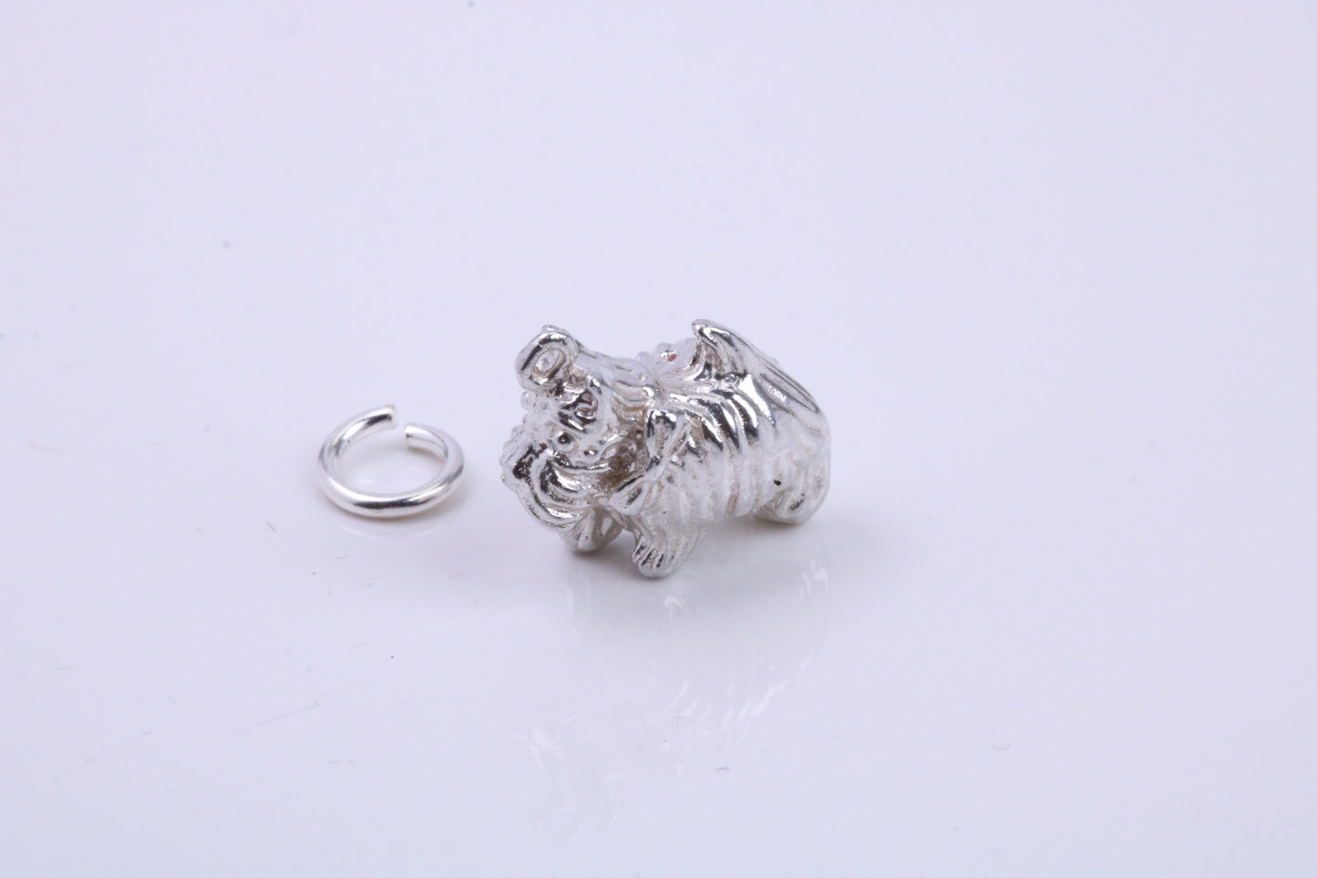 Scottish Terrier Dog Charm, Traditional Charm, Made from Solid 925 Grade Sterling Silver, Complete with Attachment Link