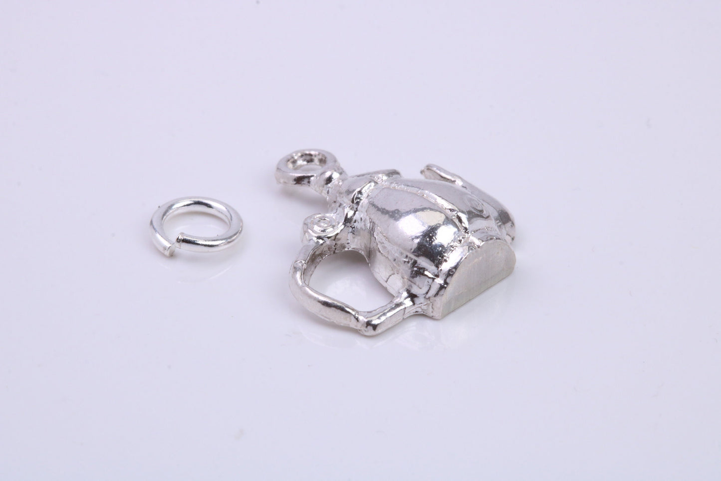 Tea Pot Charm, Traditional Charm, Made from Solid 925 Grade Sterling Silver, Complete with Attachment Link