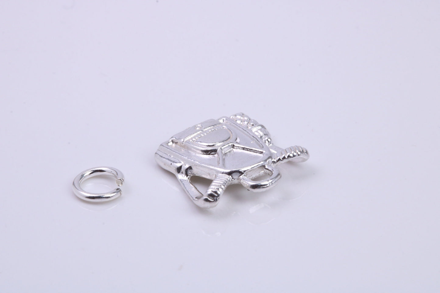 Back Pack Charm, Traditional Charm, Made from Solid 925 Grade Sterling Silver, Complete with Attachment Link