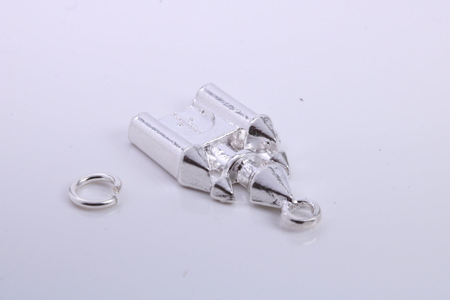Princess Castle Charm, Traditional Charm, Made from Solid 925 Grade Sterling Silver, Complete with Attachment Link