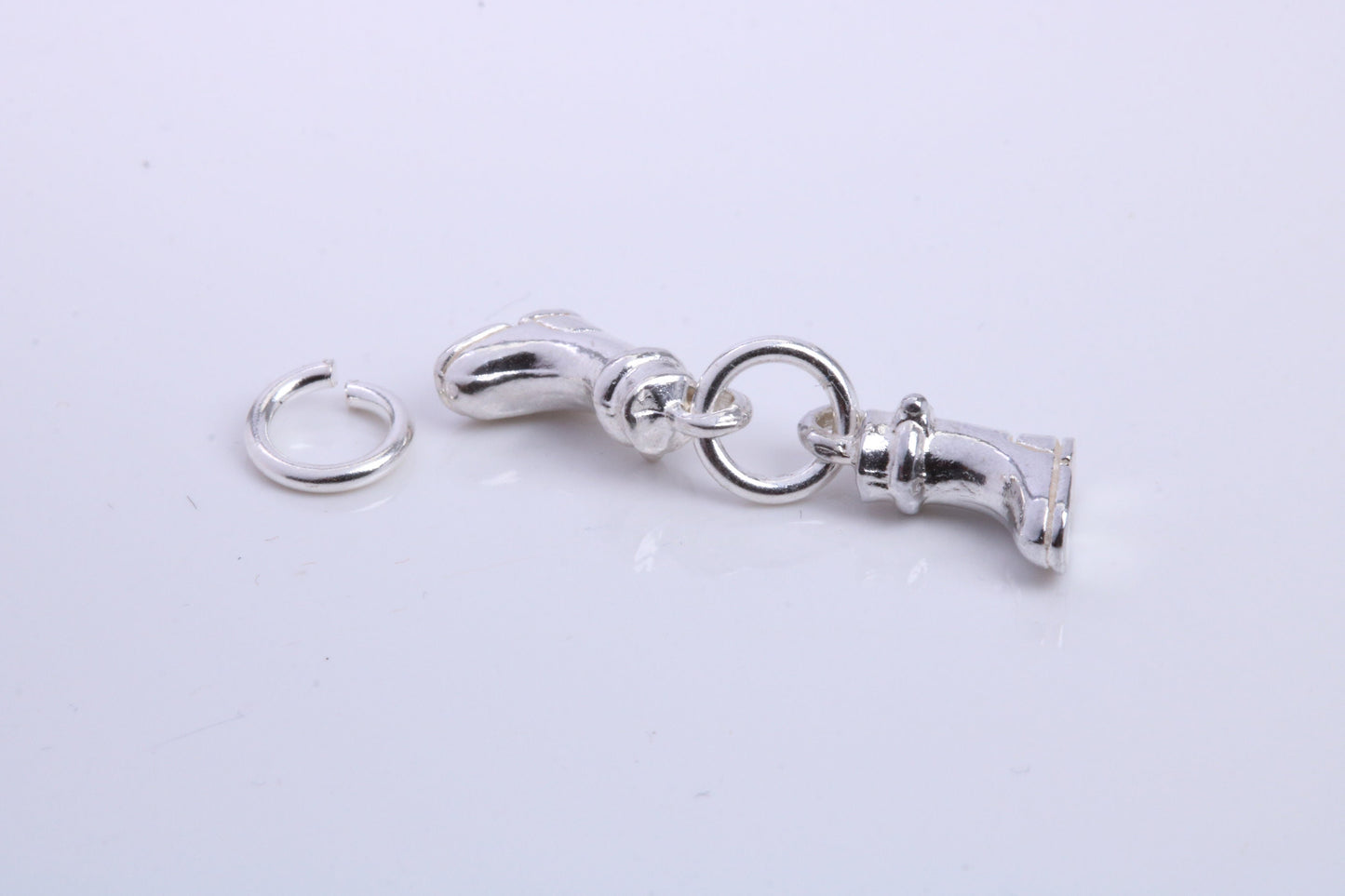 Pair of Wellington Boots Charm, Traditional Charm, Made from Solid 925 Grade Sterling Silver, Complete with Attachment Link