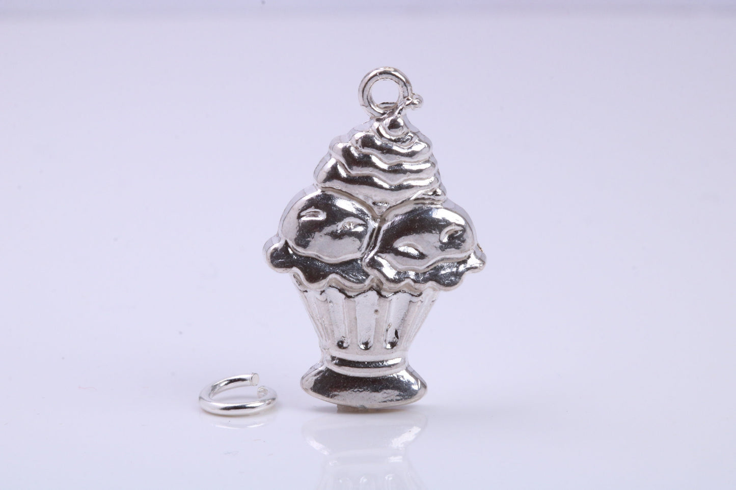 Sundae Charm, Traditional Charm, Made from Solid 925 Grade Sterling Silver, Complete with Attachment Link