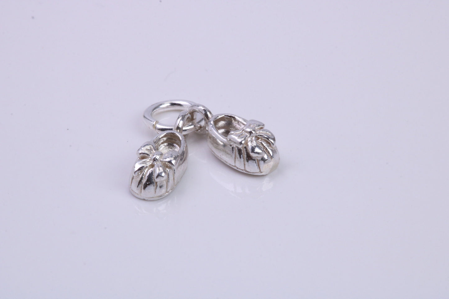 Baby Shoes Charm, Traditional Charm, Made from Solid 925 Grade Sterling Silver, Complete with Attachment Link