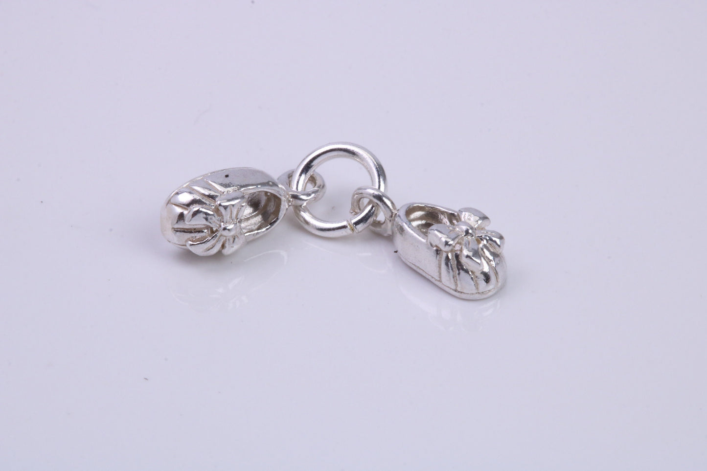 Baby Shoes Charm, Traditional Charm, Made from Solid 925 Grade Sterling Silver, Complete with Attachment Link