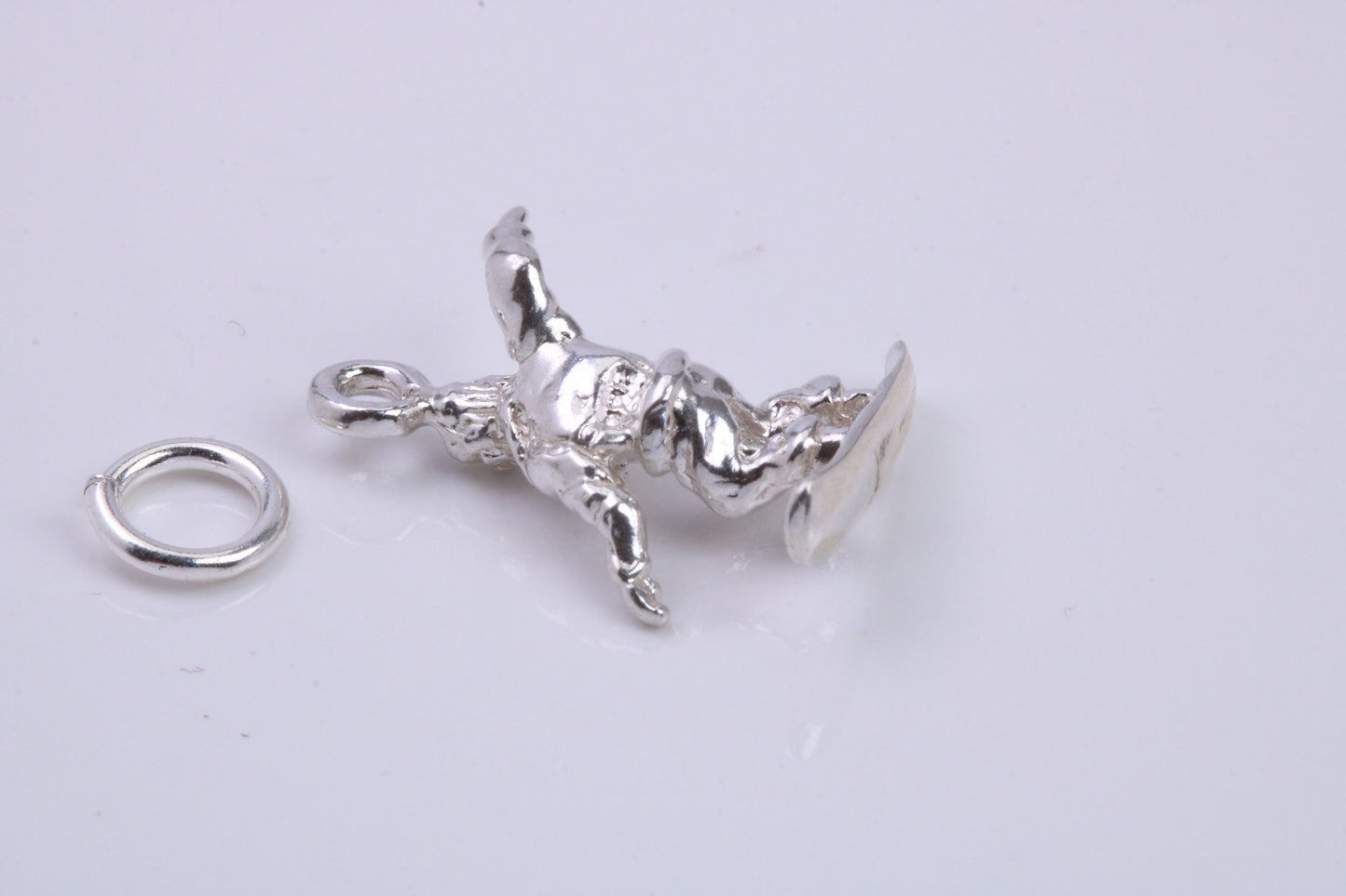 Surfer Charm, Traditional Charm, Made from Solid 925 Grade Sterling Silver, Complete with Attachment Link