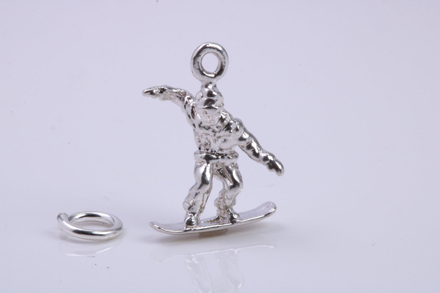 Surfer Charm, Traditional Charm, Made from Solid 925 Grade Sterling Silver, Complete with Attachment Link