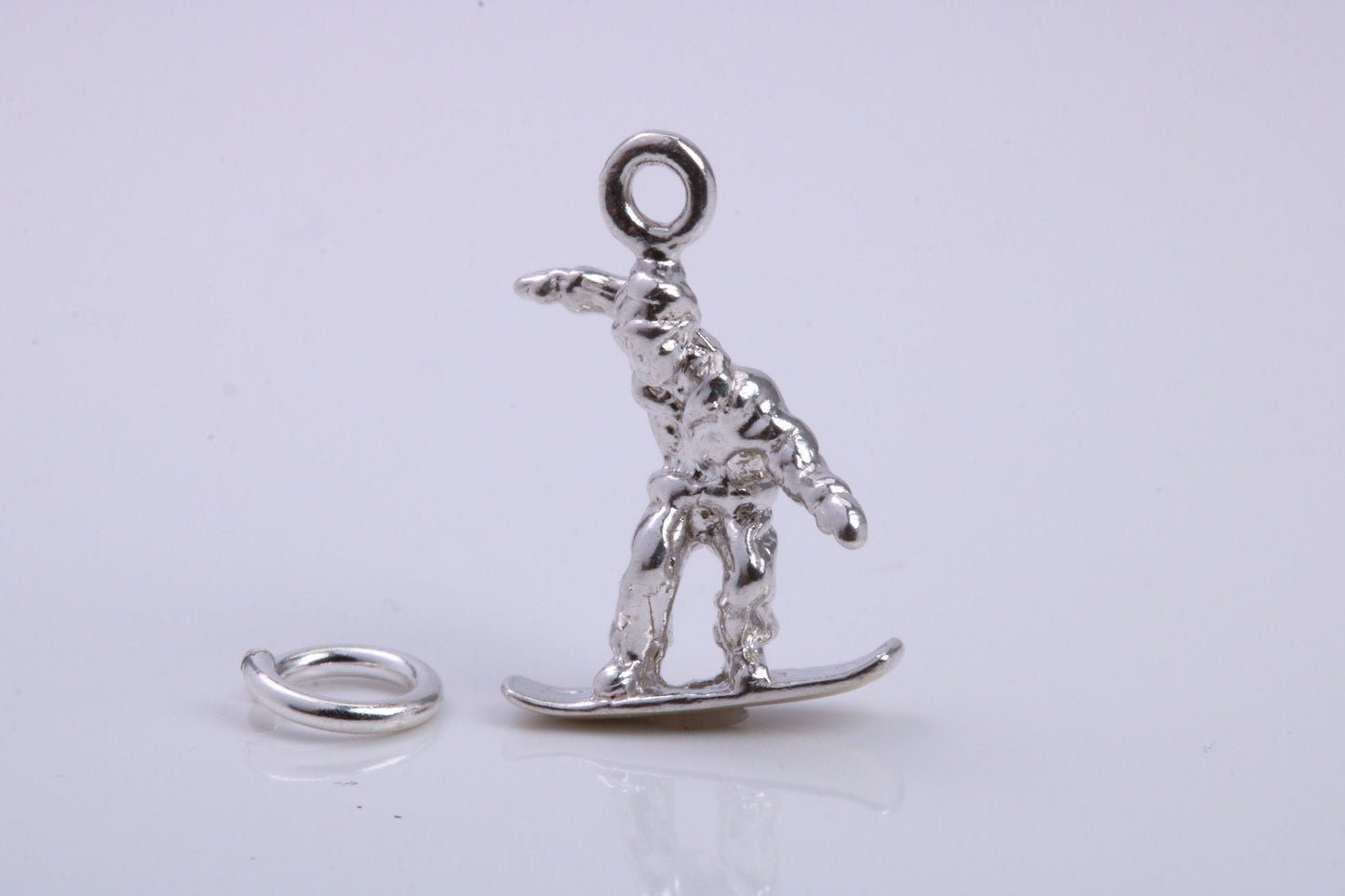 Surfer Charm, Traditional Charm, Made from Solid 925 Grade Sterling Silver, Complete with Attachment Link