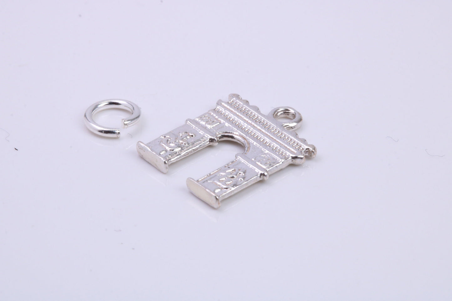 Arc De Triomphe Charm, Traditional Charm, Made from Solid 925 Grade Sterling Silver, Complete with Attachment Link