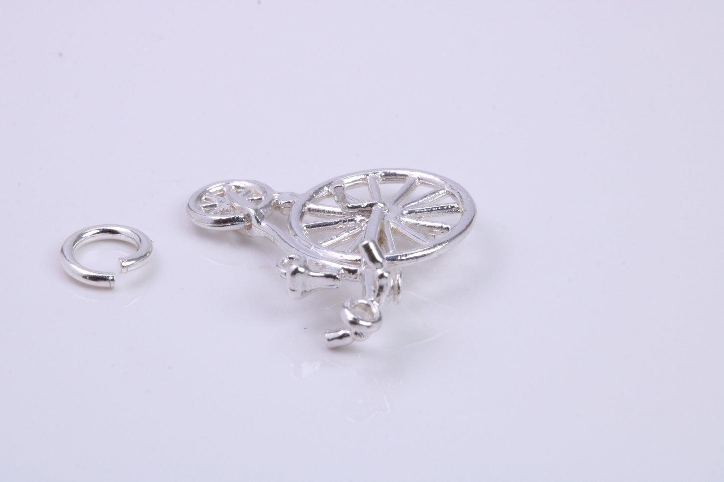 Penny Farthing Charm, Traditional Charm, Made from Solid 925 Grade Sterling Silver, Complete with Attachment Link