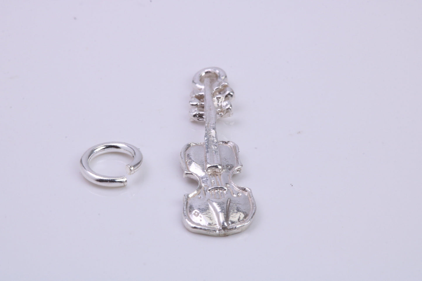 Violin Charm, Traditional Charm, Made from Solid 925 Grade Sterling Silver, Complete with Attachment Link