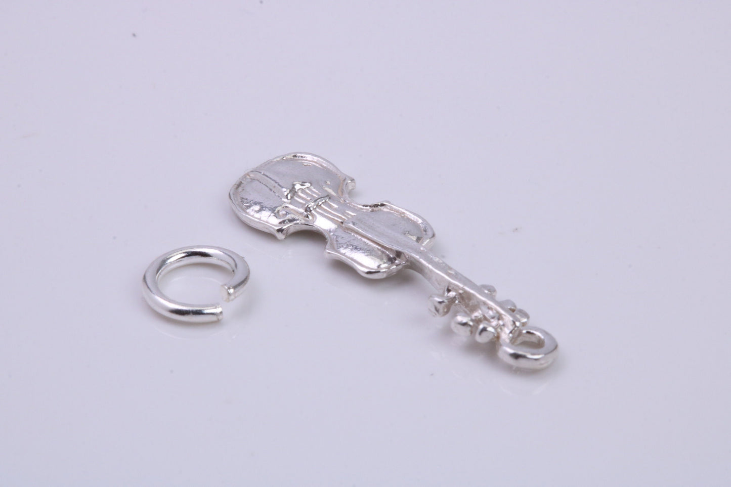 Violin Charm, Traditional Charm, Made from Solid 925 Grade Sterling Silver, Complete with Attachment Link